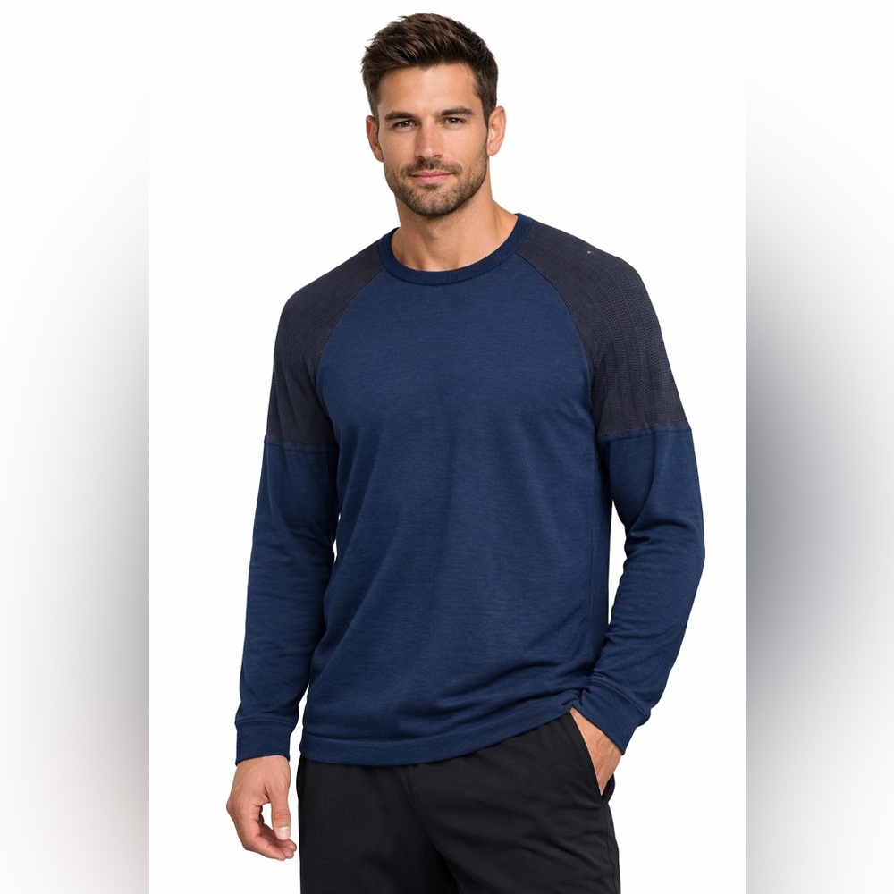 Adidas Navy Blue Athletic Long Sleeve Performance Pullover Top Size M